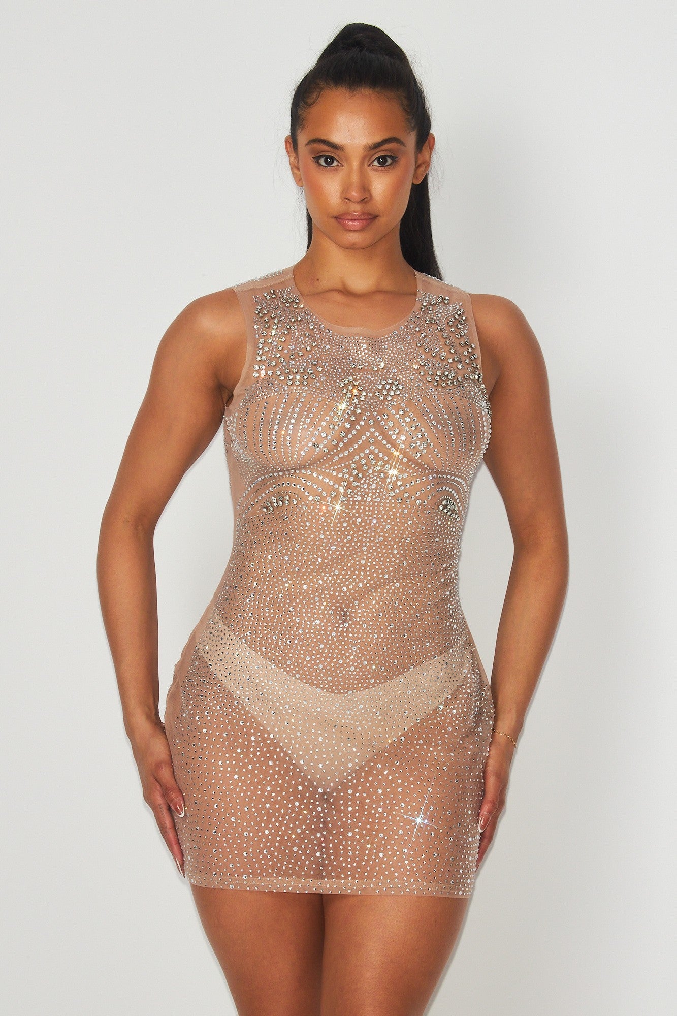 Mesh Rhinestone Dress
